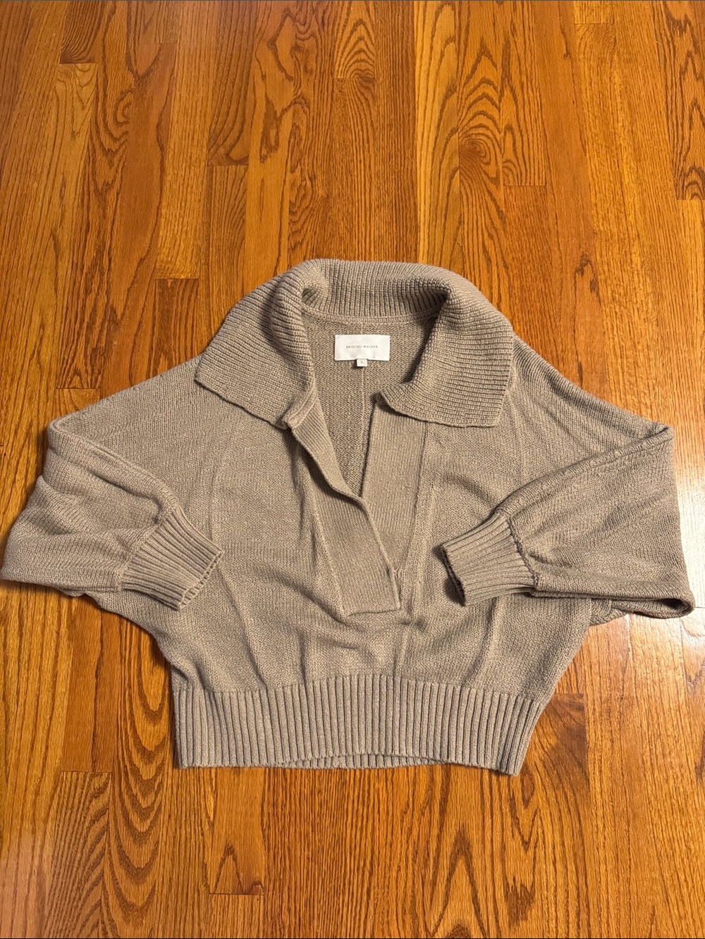 Brochu Walker Collared Knit Pullover - Taupe Gray